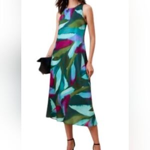 Banana Republic Teal and Olive Satin  Dress